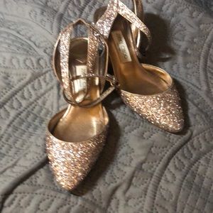 Jimmy Choo rose glitter ankle strap low heel sandals